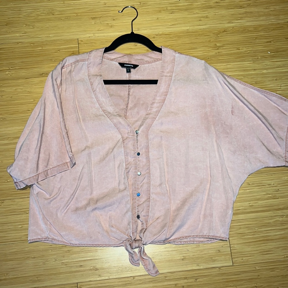 Express Button Front knot shirt